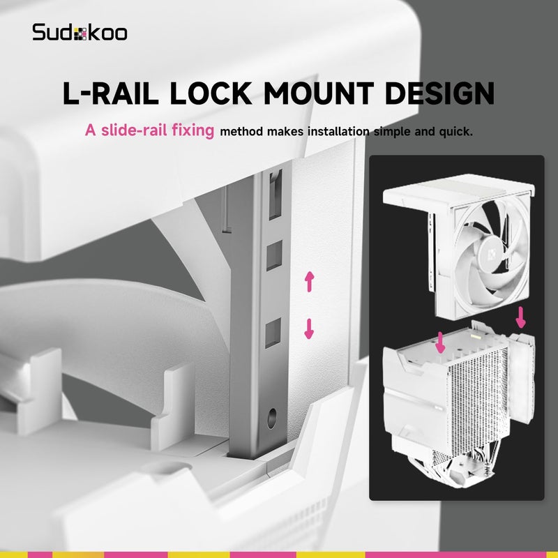 Sudokoo مبرد المعالج SK700 الأبيض AM5: مبرد هواء للمعالج مع 7 أنابيب حرارية حصري لـ AM5 - برج واحد لتبريد الكمبيوتر مع مروحة هادئة FDB PWM بحجم 120 مم وتركيب قفل L-Rail - Image 5